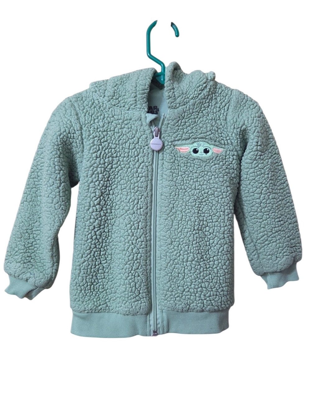 Star Wars Kids Mint Green Sherpa Zip Hoodie with Grogu Patch